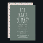 Invitation Boho vert Polka Dot Noël Manger Boire Soyez Joyeux<br><div class="desc">Ce boho vert pois Noël boisson de Noël être joyeuse invitation est parfait pour votre fête de vacances bohème moderne inspiré de la ferme. La police rustique classique mais délicate lui donne un look terreux vintage tout en le gardant mignon et simple. Les pois viennent dans les tons terre du...</div>
