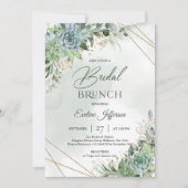 Invitation Boho vert poussiéreux succulent or brunch nuptial (Devant)