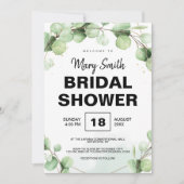 Invitation Boho vert rustique élégant mariage de douche nupti (Devant)