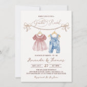 Invitation Boho Vêtements de bébé rose bleu Révélation de gen (Devant)