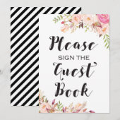 Invitation Boho Veuillez signer le livre d'or Signe 5x7" Tail (Devant / Derrière)