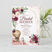 Invitation Boho Vin Bourgogne Aquarelle Fête des mariées Flor (Debout devant)