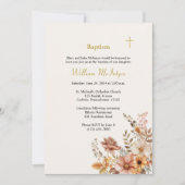 Invitation Boho Vin Léger Fleurs Feuilles Baptême orthodoxe (Devant)