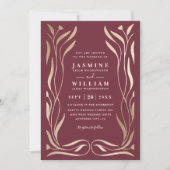 Invitation Boho Vine Floral Luxury Elegant QR Code Wedding (Devant)