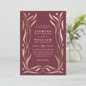 Invitation Boho Vine Floral Luxury Elegant QR Code Wedding (Debout devant)