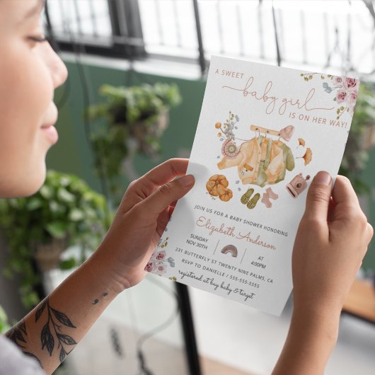 Invitation Boho Vintage bébé Baby shower de vêtements pour fi
