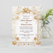 Invitation Boho Vintage Feuille Russe Automne Terracotta Mari (Debout devant)