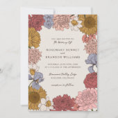 Invitation Boho Vintage Floral Automne Jardin Mariage (Devant)
