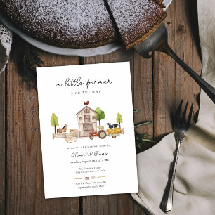 Invitation Boho Vintage Petit Tracteur de Fermier Baby Shower