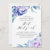 Invitation Boho Violet Aquarelle Peonies Floral Bat mitzvah (Devant)