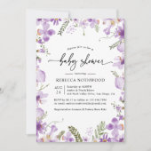 Invitation Boho violet Fleur sauvage Baby shower neutre (Devant)