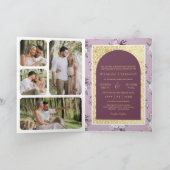 Invitation Boho Violet Floral Combinaison Dorée Mariage Indie (Intérieur)