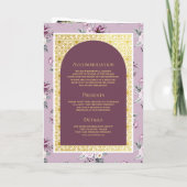 Invitation Boho Violet Floral Combinaison Dorée Mariage Indie (Dos)