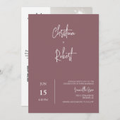 Invitation Boho violet moderne Dusty Mariage Photo QR Code (Devant / Derrière)