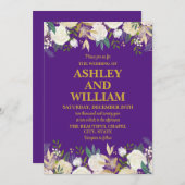 Invitation Boho violet & or Bohème Bohème Chic Mariage de ver (Devant / Derrière)