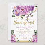 Invitation Boho Violet Or Floral Girl Baby shower Par Mail (Devant)