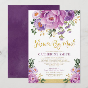 Invitation Boho Violet Or Floral Girl Baby shower Par Mail