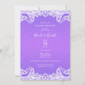 Invitation Boho violet rose & blanc Baby shower dentelle (Devant)