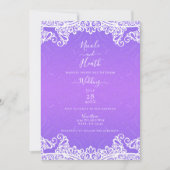 Invitation Boho violet rose blanc dentelle gras Motif Mariage (Devant)