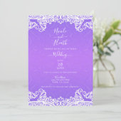 Invitation Boho Violet Rose Blanc Dentelle Motif Audacieux Ma (Debout devant)