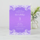 Invitation Boho Violet Rose et Blanc Mariage Lace Shower (Debout devant)