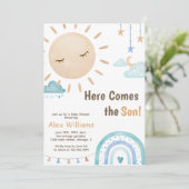 Invitation Boho Voici le fils Baby shower soleil (Debout devant)