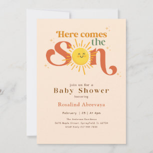 Invitation Boho Voici venir le Fils Retro Baby Shower