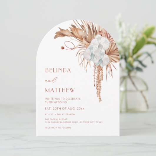Invitation Boho Watercolor Arched Floral (Debout devant)