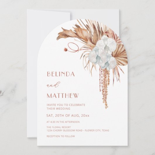 Invitation Boho Watercolor Arched Floral (Devant)