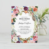 Invitation Boho Watercolor Automne Floral Frame Bridal Brunch (Debout devant)