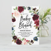 Invitation Boho Watercolor Automne Wreath Baby shower Brunch (Debout devant)