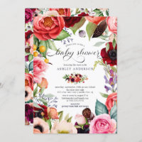 Boho Watercolor Baby shower Floral