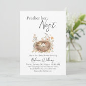Invitation Boho Watercolor Bird Nest Baby Shower (Debout devant)