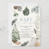 Invitation Boho Watercolor Blue Holiday Boy Baby shower (Devant)