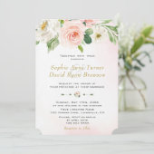 Invitation Boho Watercolor Blush Cream Flowers Mariage (Debout devant)