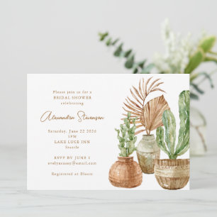Invitation Boho Watercolor Cactus Pampas Plante Fête des mari