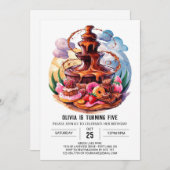 Invitation Boho Watercolor Chocolate Anniversaire (Devant / Derrière)