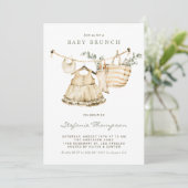 Invitation Boho Watercolor Clothesline Baby Brunch (Debout devant)
