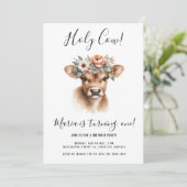 Invitation Boho Watercolor Cow Anniversaire de enfant Party (Debout devant)