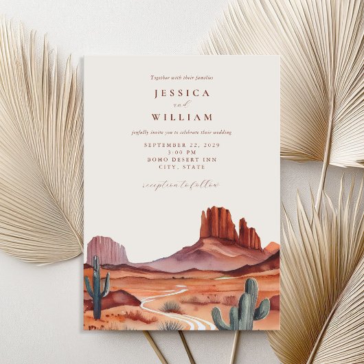 Invitation Boho Watercolor Desert Mariage