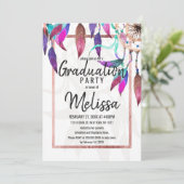 Invitation Boho Watercolor Dreamcatcher Rose Gold Graduation (Debout devant)
