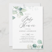 Invitation Boho Watercolor Eucalyptus Baby shower Feuille (Devant)