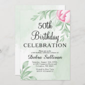 Invitation Boho Watercolor Eucalyptus Feuille 50e anniversair (Devant / Derrière)