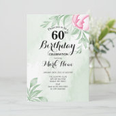 Invitation Boho Watercolor Eucalyptus Feuilles 60e anniversai (Debout devant)