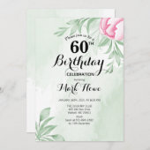 Invitation Boho Watercolor Eucalyptus Feuilles 60e anniversai (Devant / Derrière)
