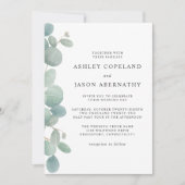 Invitation Boho Watercolor Eucalyptus Mariage frontalier (Devant)