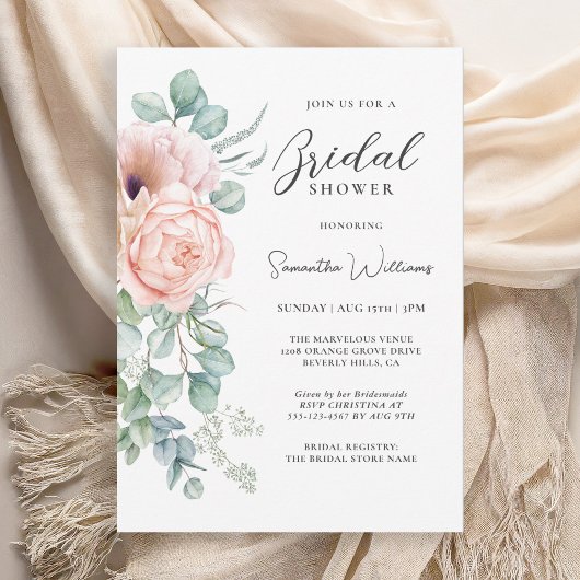 Invitation Boho Watercolor Fête des mariées florale