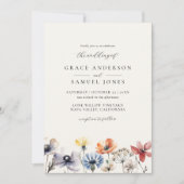 Invitation Boho Watercolor Fleur sauvage Floral Mariage (Devant)