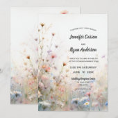 Invitation Boho Watercolor Fleur sauvage Floral Personnaliser (Devant / Derrière)