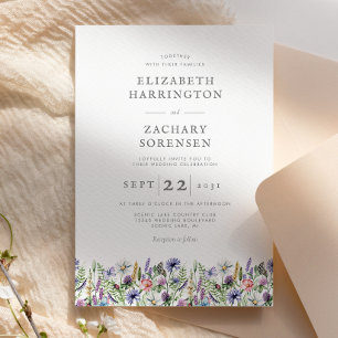 Invitation Boho Watercolor Fleur sauvage Mariage botanique
